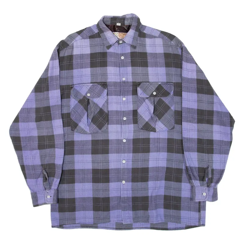 SHIRT COMPANY Mens Shirt Purple Check Long Sleeve M