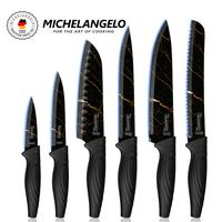 MICHELANGELO Knife Set 6 Piece, Sharp Non-stick stainless steel Black Kitchen Knife Set, Paringknife, Meat cut, Professional ...