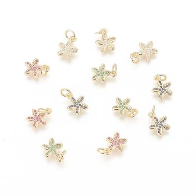 Brass Micro Pave Cubic Zirconia Charms
