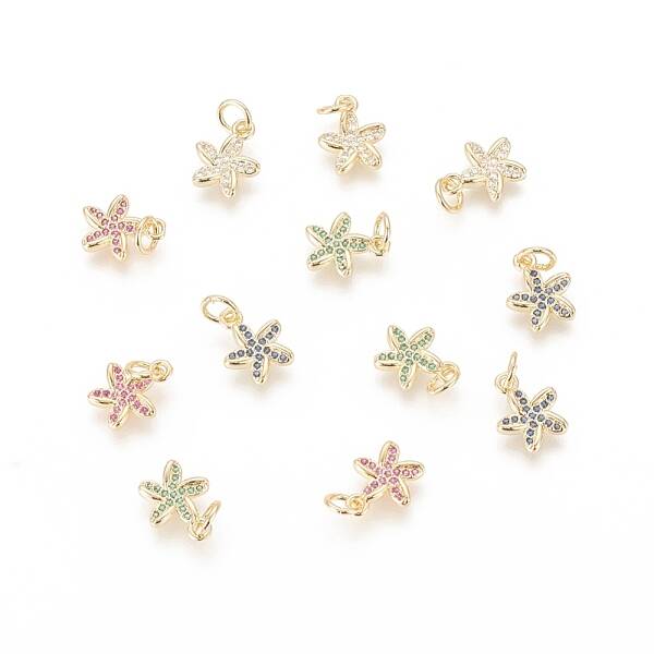 Brass Micro Pave Cubic Zirconia Charms