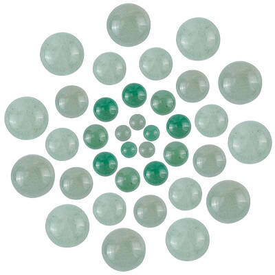 SUPERFINDINGS 40pcs/box Half Round Dome Natural Gemstone Cabochons Sets Flatback Green Quartz Stone for Necklace Jewelry Maki...