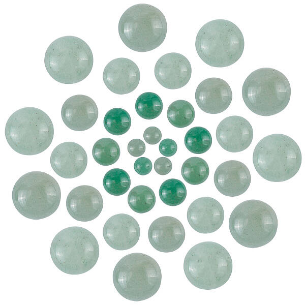 SUPERFINDINGS 40pcs/box Half Round Dome Natural Gemstone Cabochons Sets Flatback Green Quartz Stone for Necklace Jewelry Maki...