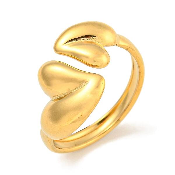 Ion Plating(IP) 304 Stainless Steel Heart Open Cuff Ring for Women