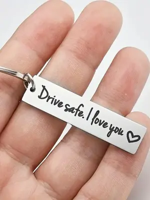 Fashion Letter Pattern Slogan Metal Keychain for Men & Women, Versatile Use Fall Stainless Steel Material Keychain for Daily ...