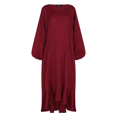 Aphrodite Red Burgundy Leopard Jacquard Midi Dress -Inclusive Plus Size up to UK 22 / US 18 | Size: Size UK 16/ US 12 | Color...