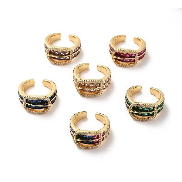 Cubic Zirconia Buckle Shape Open Cuff Ring