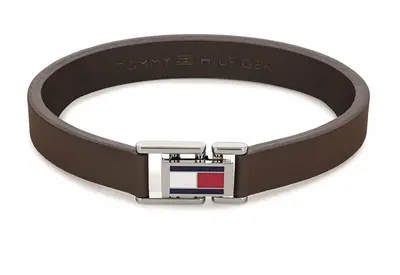 Tommy Hilfiger Bracciale In Pelle Marrone Con Chiusura In Acciaio 2790430
