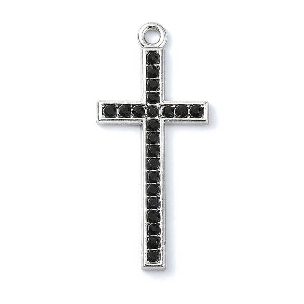 Rack Plating Alloy with Black Rhinestone Pendants