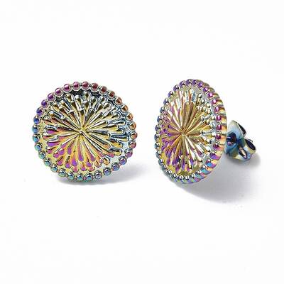 Ion Plating(IP) 304 Stainless Steel Flower Stud Earrings for Women