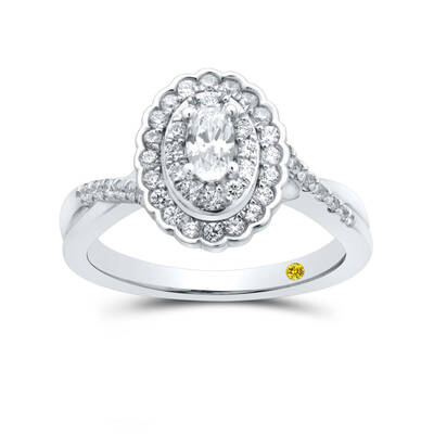 Floral Framed Lab Grown Oval Diamond Engagement Ring | White Gold 3/4 CT. TW.