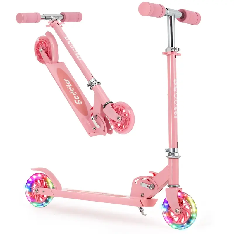 Garvee Kick Scooter for Kids with LED RGB Lighted Wheels, Lightweight & Detachable, Aluminum Frame, Anti-Slip Deck, Adjustabl...