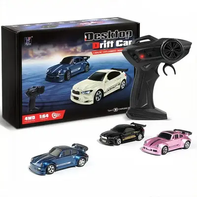 1/64 Mini Rc Drift Car, 1 Box 4wd High-speed Remote Control Racing Sports Car with Led Lights, Desktop Entertainment, Birthda...