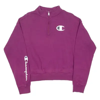 CHAMPION Womens Sweatshirt Purple 1/4 Zip XL