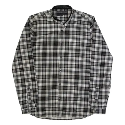 THE KOOPLES Fitted Mens Flannel Shirt Black Check Long Sleeve M