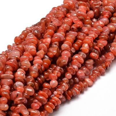 Dyed Natural Carnelian Chip Beads Strands