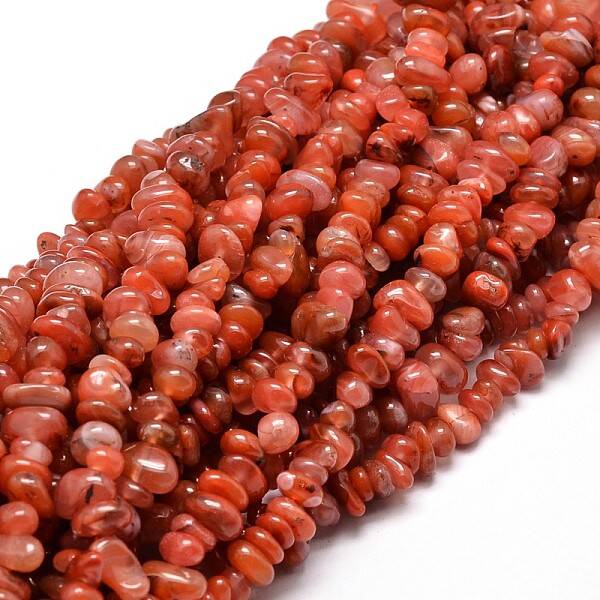 Dyed Natural Carnelian Chip Beads Strands