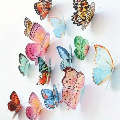 Plastic Butterfly Decorations, 36pcs/set 3D Watercolor Butterfly Decoration, Party Decoration Supplies for Wedding, Birthd...