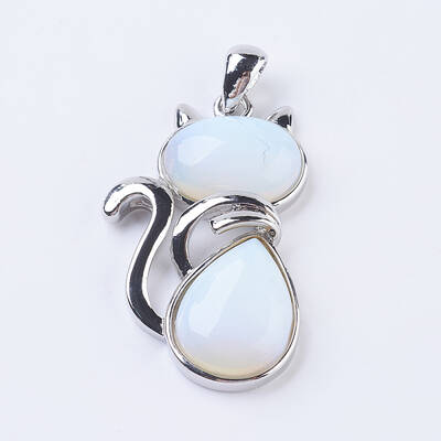 Opalite Kitten Pendants