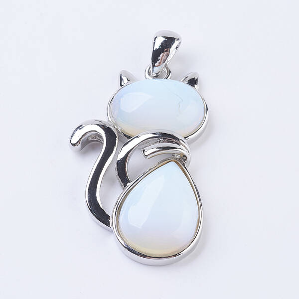 Opalite Kitten Pendants
