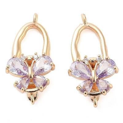 Brass Micro Pave Clear Cubic Zirconia Fold Over Clasps