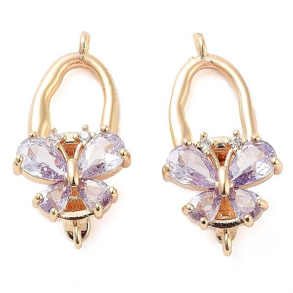 Brass Micro Pave Clear Cubic Zirconia Fold Over Clasps