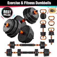 Adjustable Weight Dumbbell Set, 44/66/88LBs Free Weights Dumbbell Set, Use as Dumbbell, Barbell, Kettlebell and Push-up, Mult...