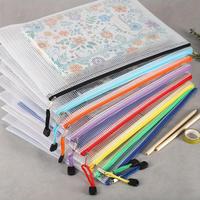 A4 Paper  Mesh Zipper Pouch, 8 Counts/set Waterproof Zipper File Paper Stationery Bag, File Storage Bag for School Office Dor...