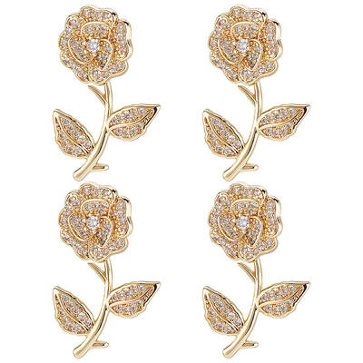 5Pcs Brass Micro Pave Clear Cubic Zirconia Pendants