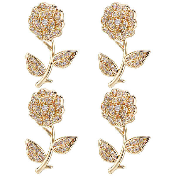 5Pcs Brass Micro Pave Clear Cubic Zirconia Pendants