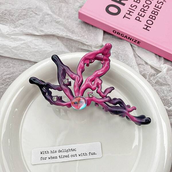 Gradient Hollow Butterfly Alloy Rhinestone Large Claw Hair Clips