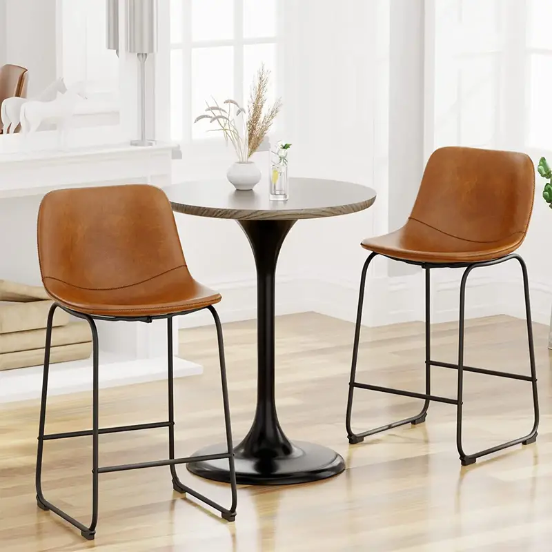 【Deals for Your Days】AOWOS Barstools, Counter Height Bar Stools with Back Modern Armless Chairs with Footrest and Metal L...