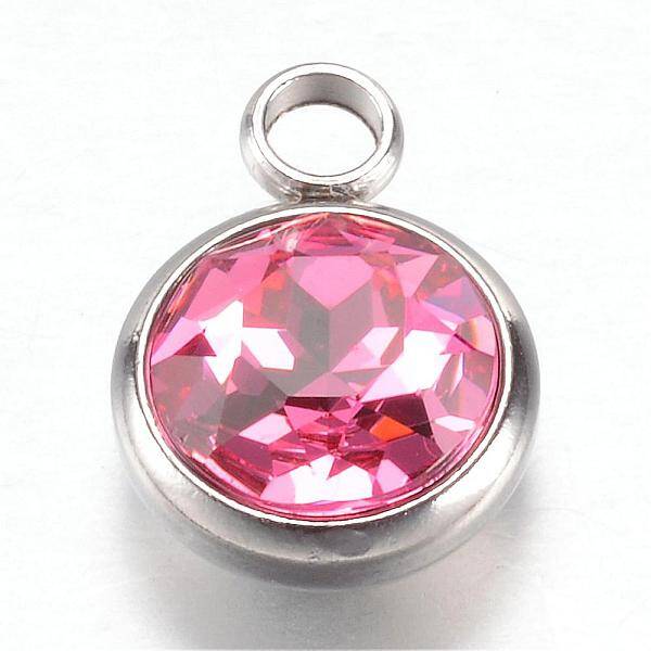 304 Stainless Steel Glass Rhinestone Charms