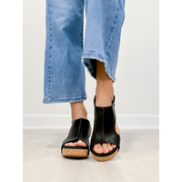Corkys Carley Black Wedge Smooth Shoe