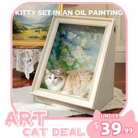 【Deals for you】Warcat Oil Painting Cat Scratcher Board, Art 3D Cat Bed with Vintage Art Picture Frame, Durable Corrugated...