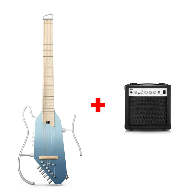 Donner HUSH™ I PRO Acoustic-Electric Travel Guitar - Hawaiian Blue / Guitar+20W Amplifier
