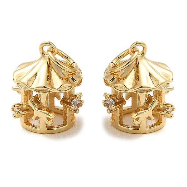 Rack Plating Brass Micro Pave Clear Cubic Zirconia Pendants