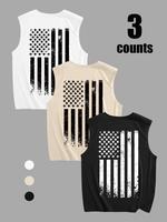 Men's American Flag Print Tank Top, Regular Fit Casual Graphic Sleeveless Top for Summer, Men's Top for Daily Wear, Socks