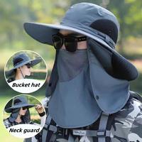 Fishing Hat with Neck Flap, Outdoor Hat with Removable Face Mask and Neck Flap.Adjustable Drawstring and UV Sun Protection fo...