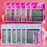 Mixed Length Individual False Eyelashes and Eyelash Glue and Tweezers, 1 Box Natural Look Eyelash Extensions, Self Grafting C...