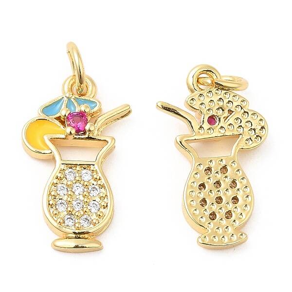 Brass with Cubic Zirconia Enamel Pendants