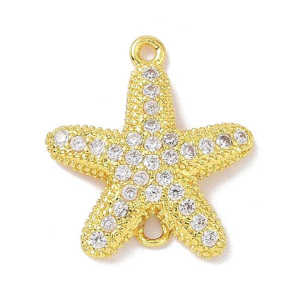 Real 18K Gold Plated Brass Micro Pave Cubic Zirconia Connector Charms