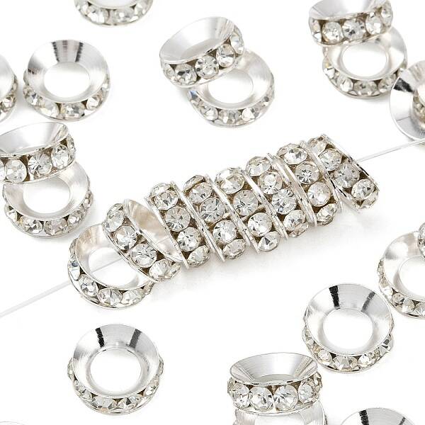 Brass Rhinestone Spacer Beads