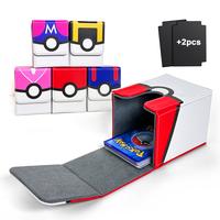 Deck Box for Pokemon trading Cards, Trading Card Storage Box Holds 120 + Sleeved Card with 2 Dividers  , PU Leather Card Box ...