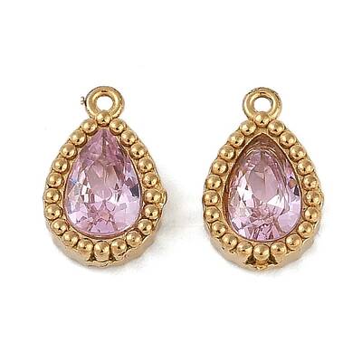 Ion Plating(IP) 304 Stainless Steel Micro Pave Cubic Zirconia Charms