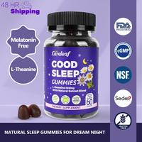 Careleaf Melatonin Free Natural Sleep Aid Gummies- Nighttime Supplement with 160mg L-Theanine, Magnesium,Chamomile-Stress Red...