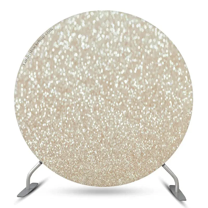 Aperturee Champagne Glitter Bokeh Round Birthday Party Backdrop | Round Backdrop Cover Diy | Round Party Backdrop | Circle Bi...