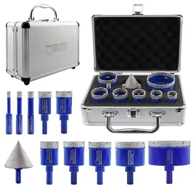 SHDIATOOL 10-Piece Diamond Drill Core Bits Set for Porcelain,Triangle Shank Hole Saw Cutter Kit for Tile Marble Ceramic Grani...