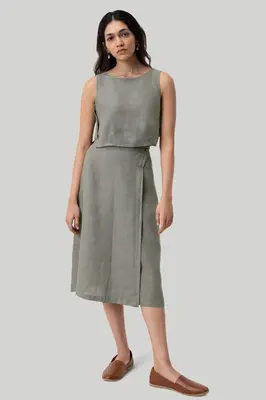 Overlap Midi Skirt in Dark Green | Color: Hemp Dark Green | Size: 2XL