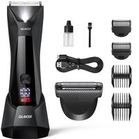 GLAKER Body and Groin Hair Trimmer,  Waterproof Electric Shaver with Replaceable Ceramic Blade and Standing Recharge Dock, 2-...