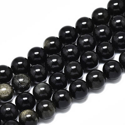 Natural Golden Sheen Obsidian Strands Beads